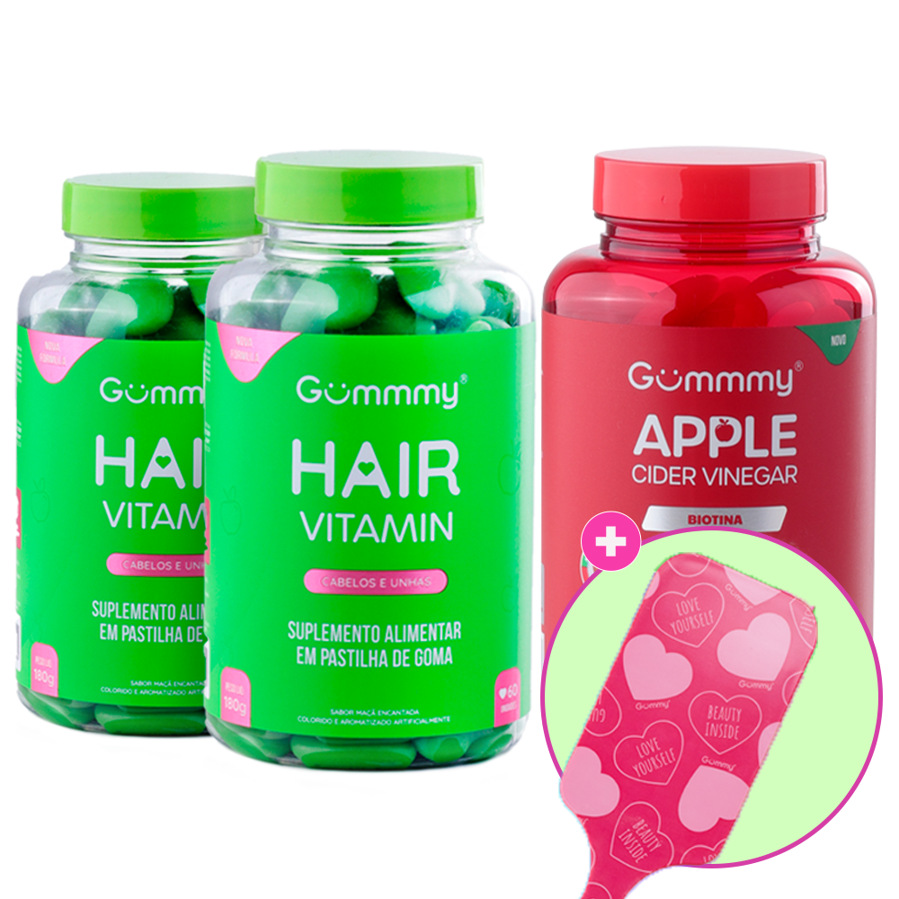 Kit 2 Gummy Hair + 1 Gummy Apple Cider Vinegar + 1 Brinde