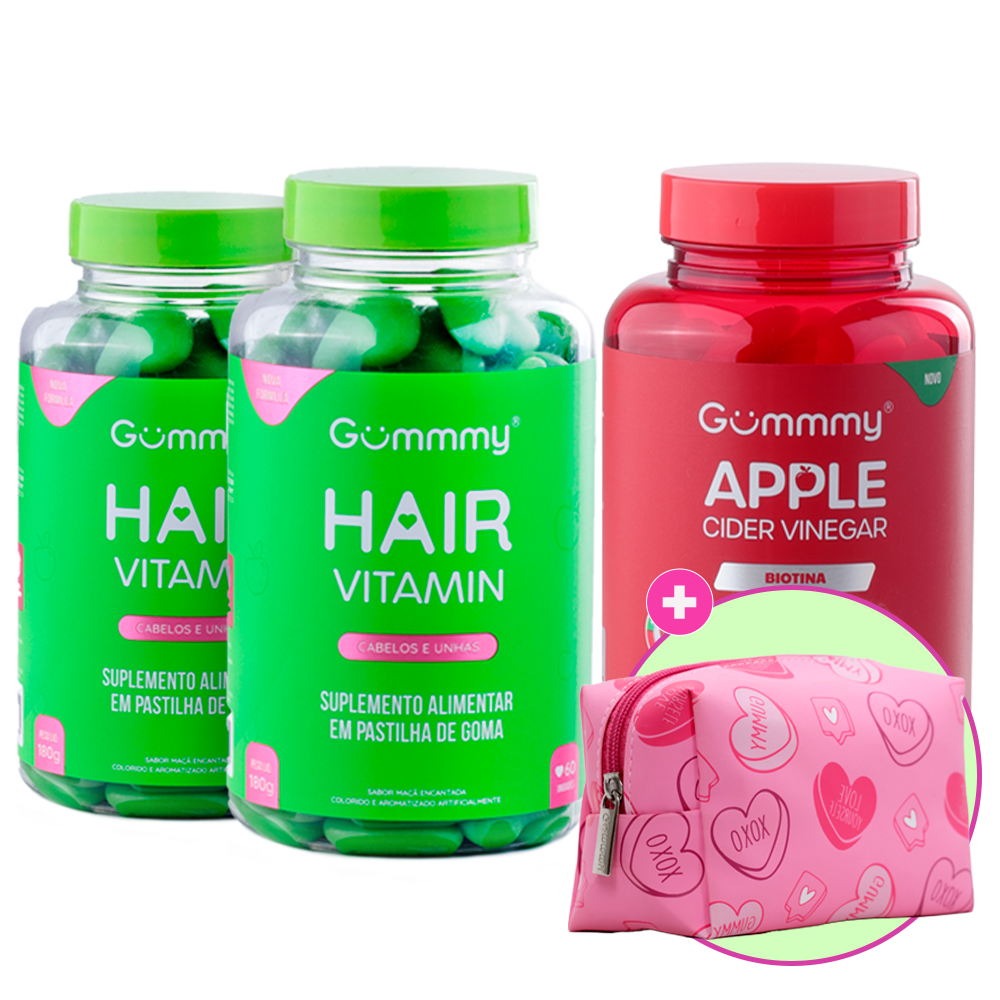Kit 2 Gummy Hair + 1 Gummy Apple Cider Vinegar + 1 Brinde