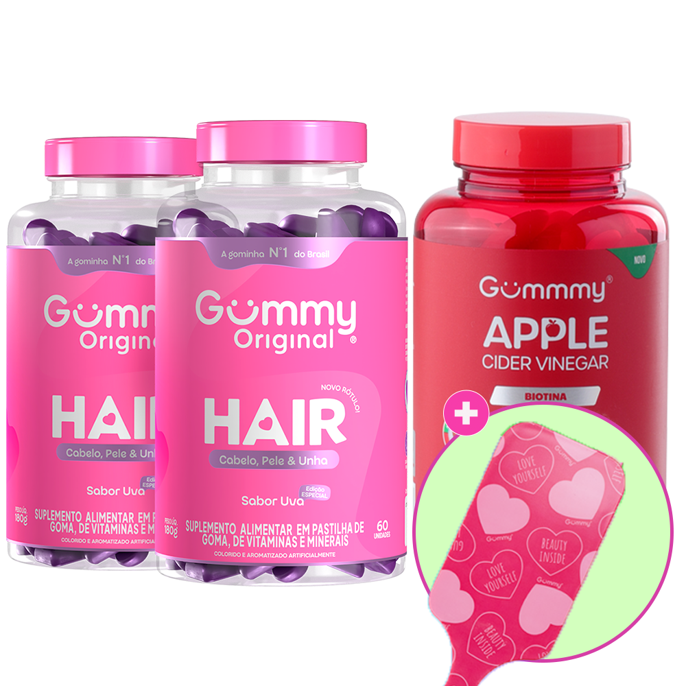 Kit 2 Gummy Hair + 1 Gummy Apple Cider Vinegar + 1 Brinde