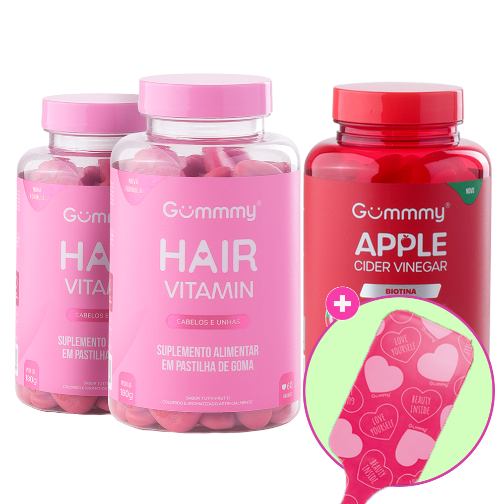 Kit 2 Gummy Hair + 1 Gummy Apple Cider Vinegar + 1 Brinde