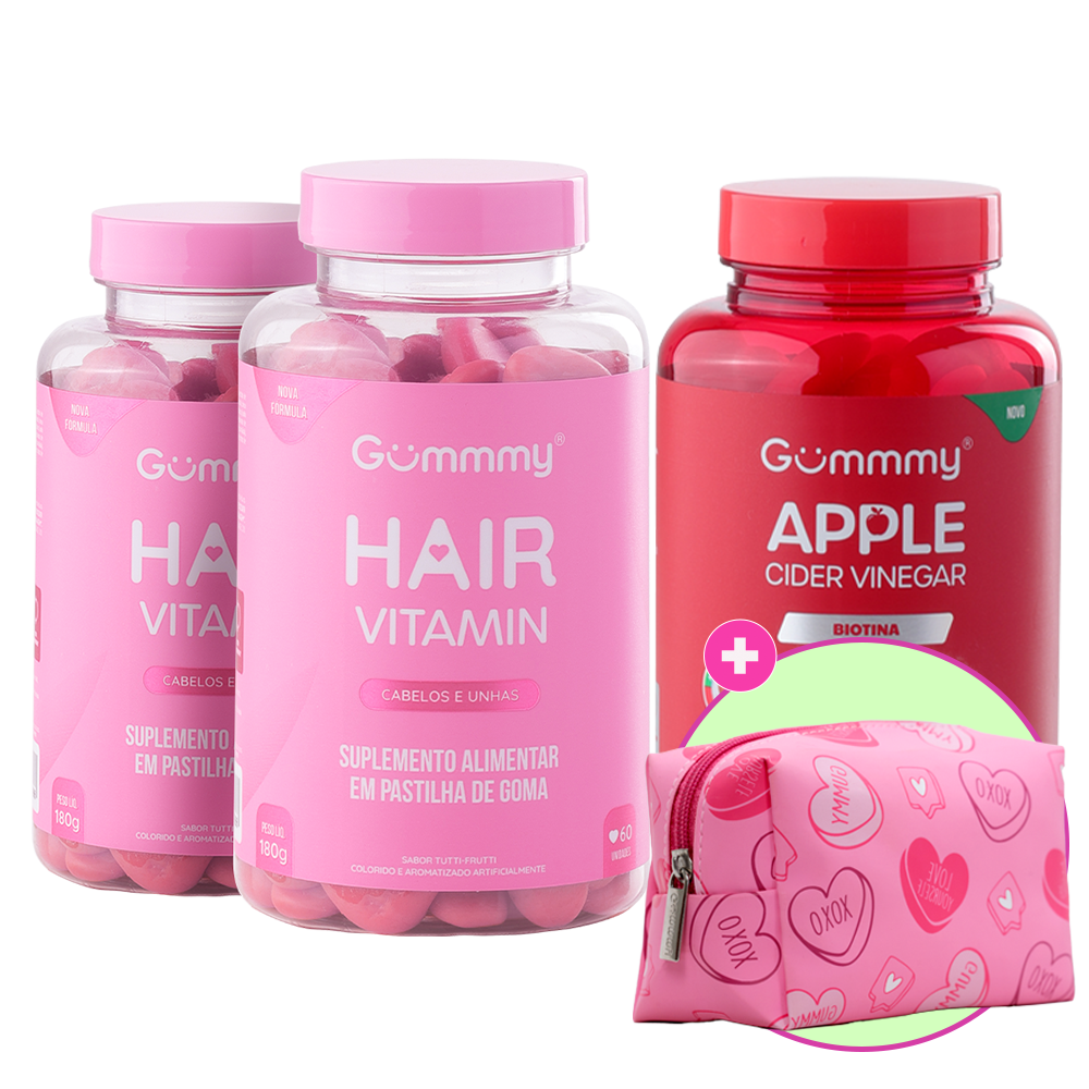 Kit 2 Gummy Hair + 1 Gummy Apple Cider Vinegar + 1 Brinde