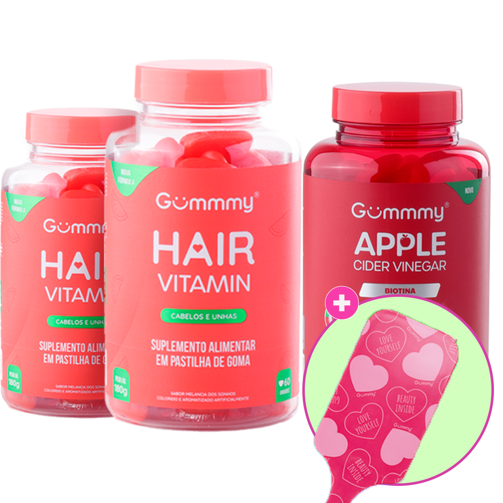 Kit 2 Gummy Hair + 1 Gummy Apple Cider Vinegar + 1 Brinde