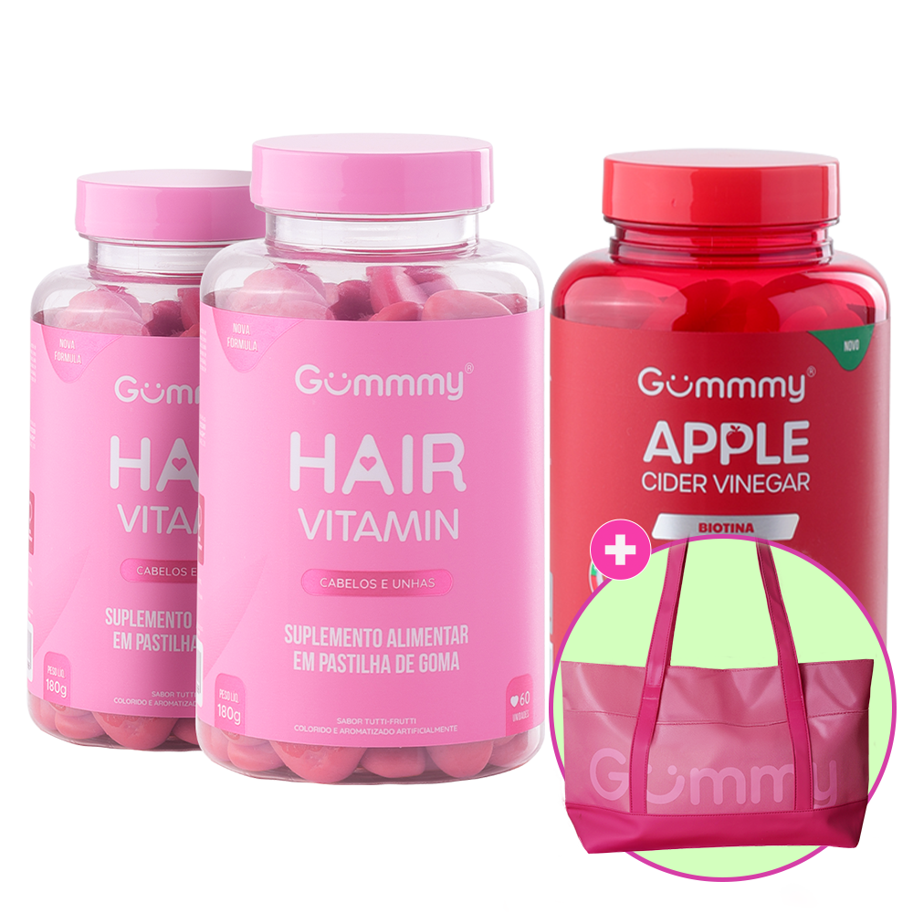 Kit 2 Gummy Hair + 1 Gummy Apple Cider Vinegar + 1 Brinde