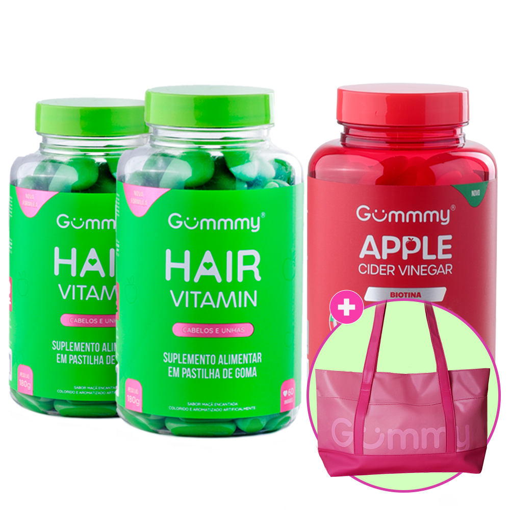 Kit 2 Gummy Hair + 1 Gummy Apple Cider Vinegar + 1 Brinde