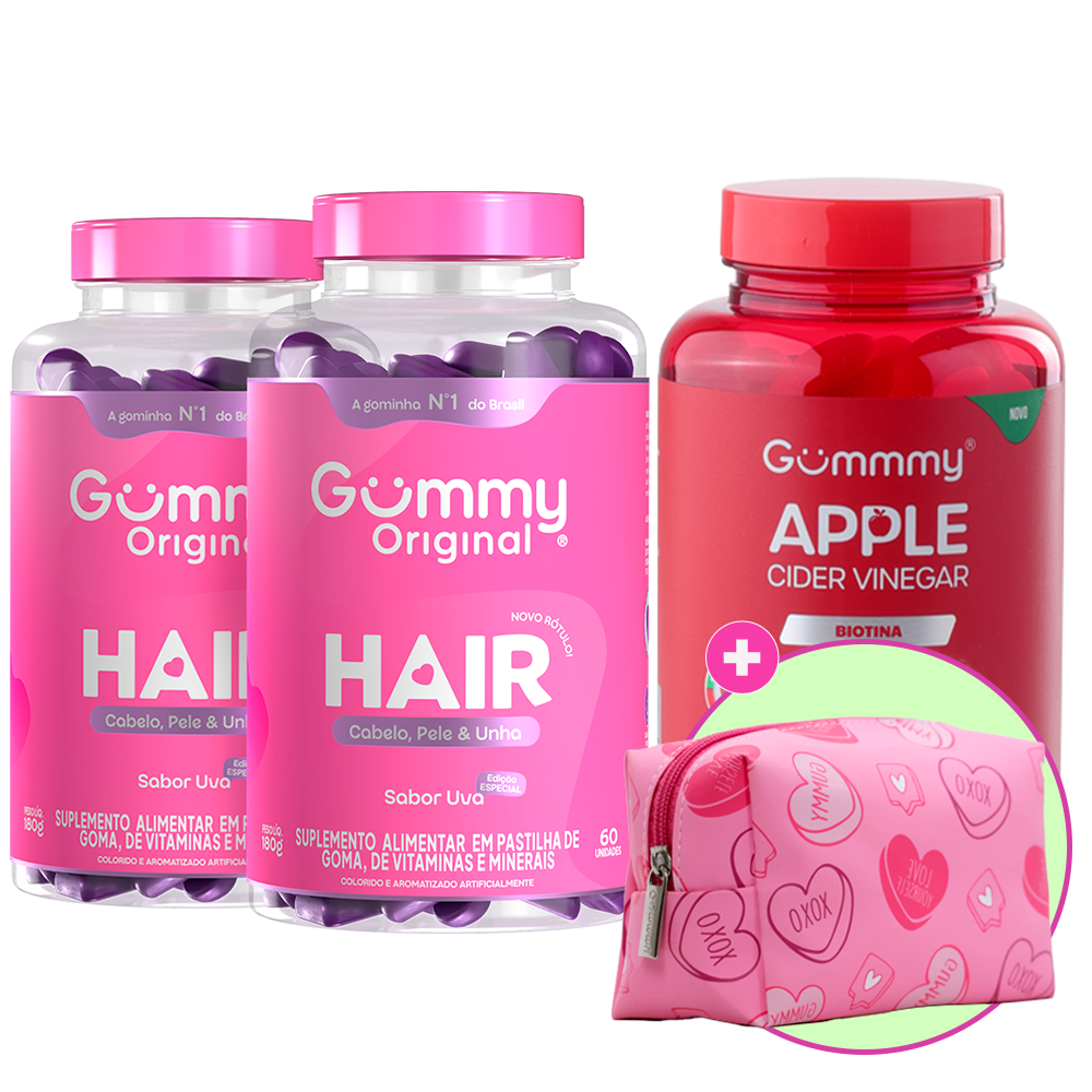 Kit 2 Gummy Hair + 1 Gummy Apple Cider Vinegar + 1 Brinde