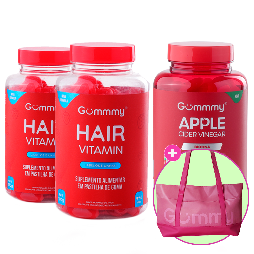Kit 2 Gummy Hair + 1 Gummy Apple Cider Vinegar + 1 Brinde
