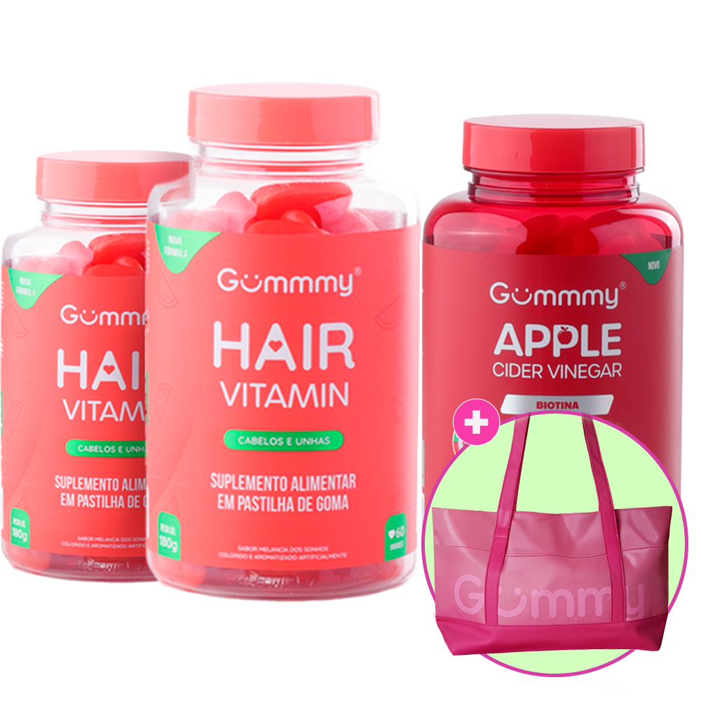 Kit 2 Gummy Hair + 1 Gummy Apple Cider Vinegar + 1 Brinde