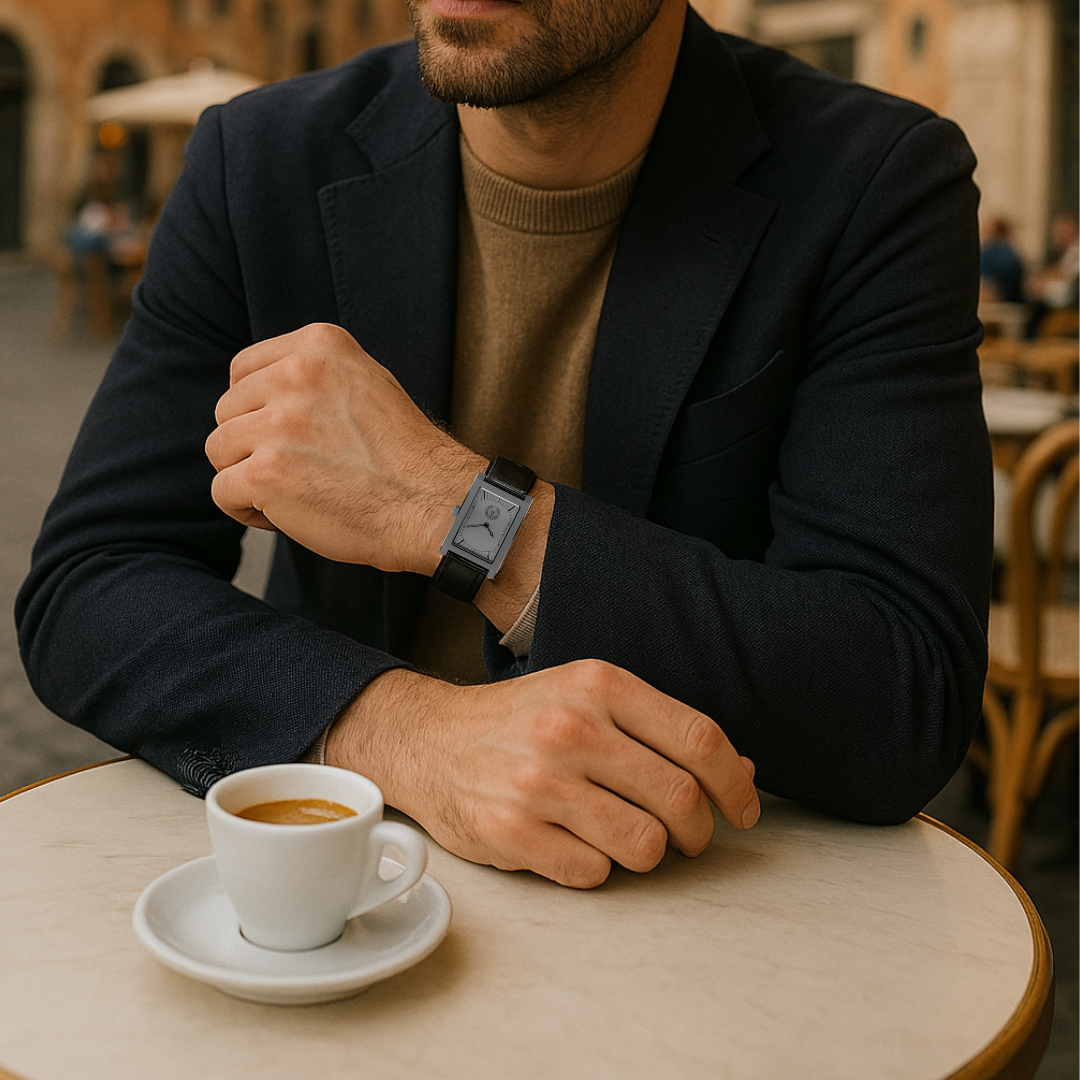 RELÓGIO MASCULINO MILANO TANK PULSEIRA DE COURO