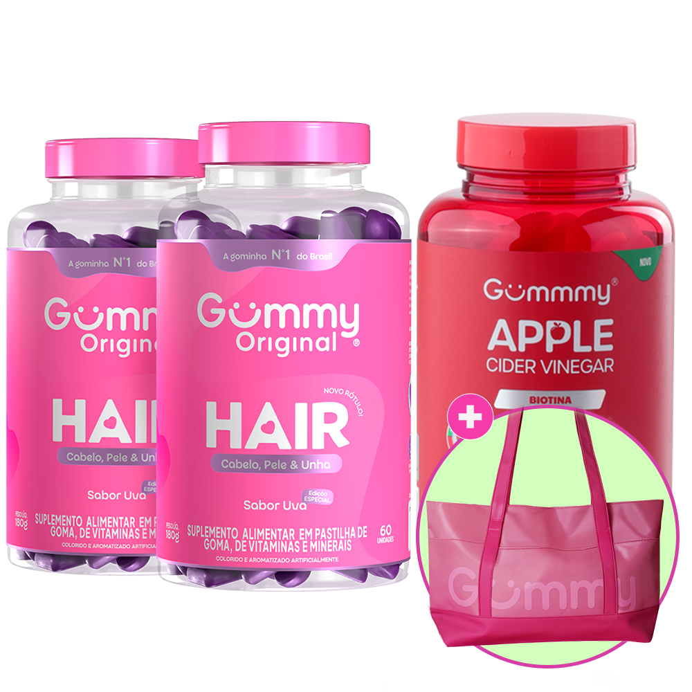 Kit 2 Gummy Hair + 1 Gummy Apple Cider Vinegar + 1 Brinde