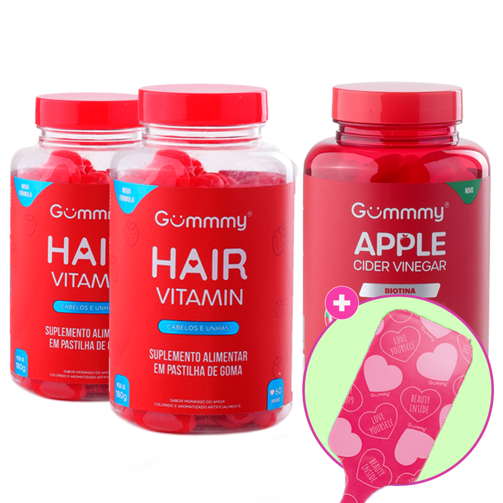 Kit 2 Gummy Hair + 1 Gummy Apple Cider Vinegar + 1 Brinde
