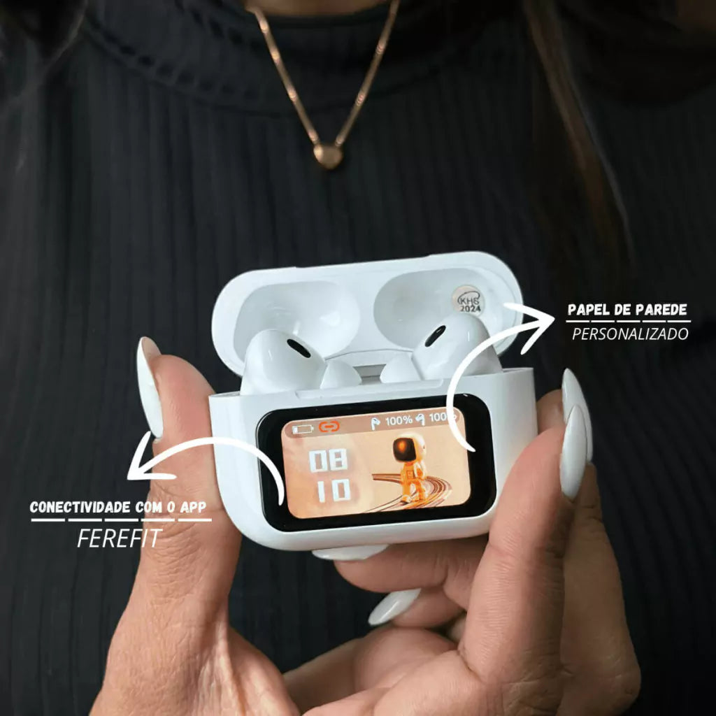 Fone bluetooth com tela touch