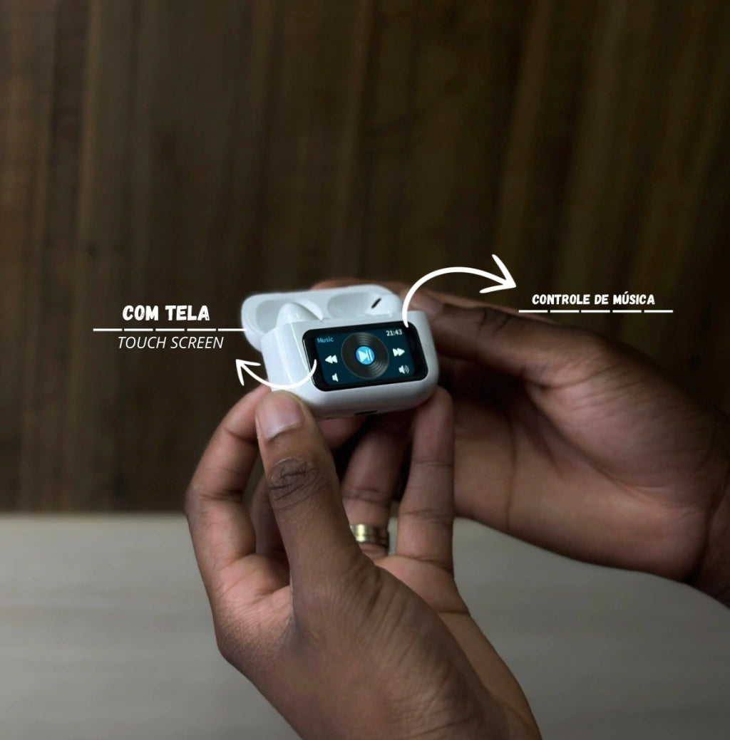 Fone bluetooth com tela touch